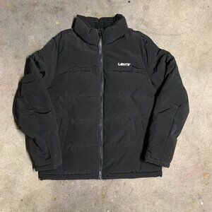 Levis Puffer Jacket Coat Black Vintage Retro
